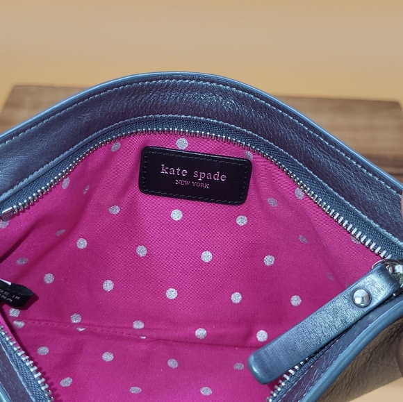 Kate Spade Metallic Gray Leather Wristlet with Detachable Strap - Picture 4 of 6